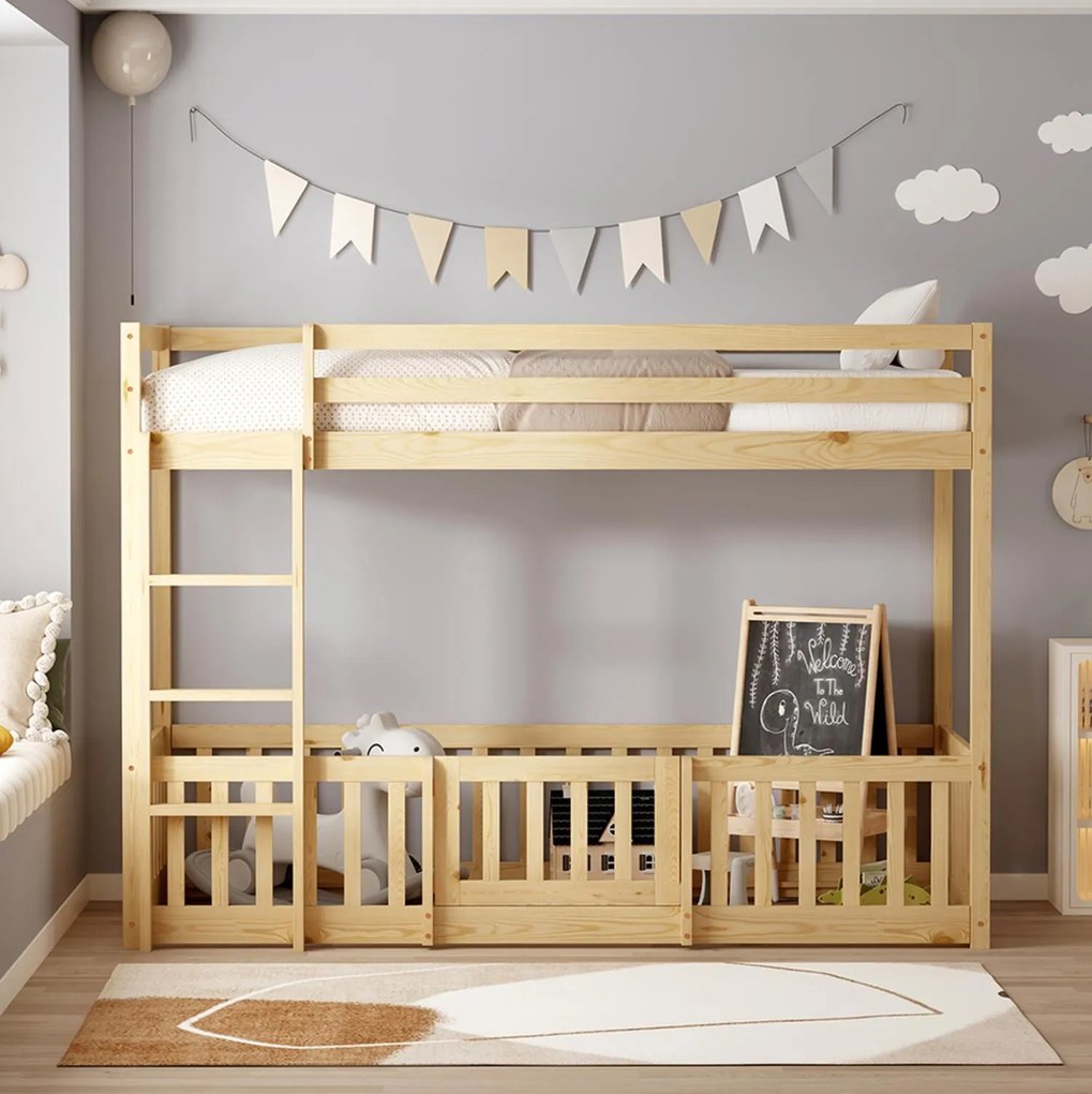 Κουκέτα Παιδική PLAYKID με Παρκάκι Ξύλο Πεύκου Φυσικό 190x90 εκ. 208x101.5x150 εκ.