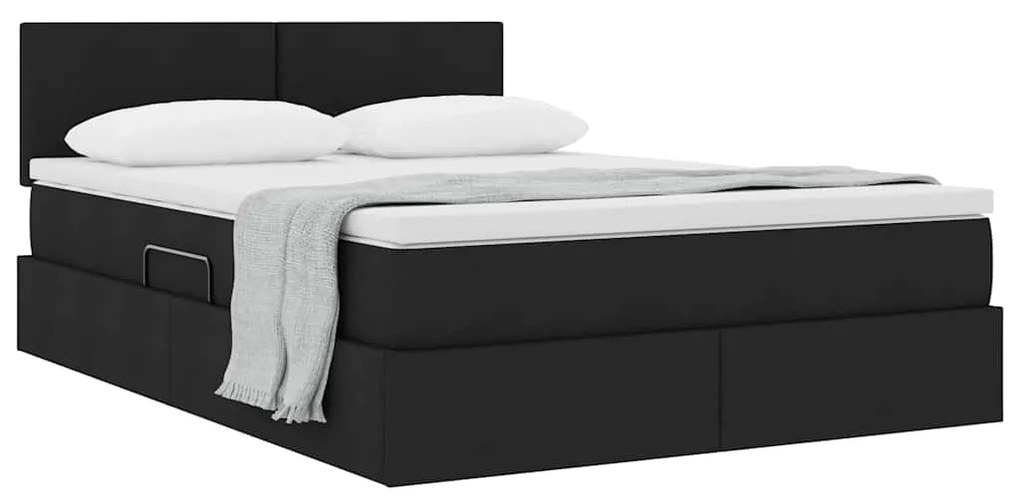 vidaXL Κρεβάτι με αποθηκευτικό χώρο και στρώμα Μαύρο 140 x 200 cm