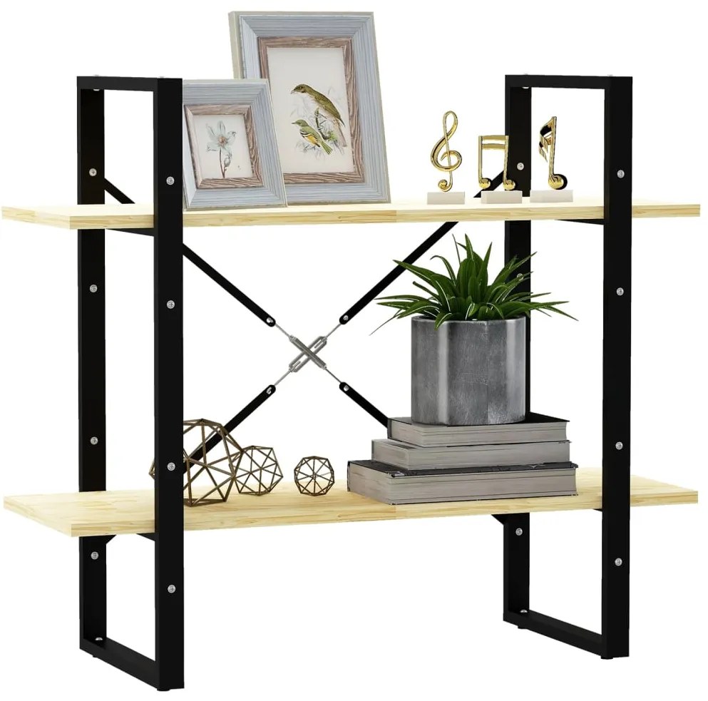 vidaXL Βιβλιοθήκη με 2 Ράφια από Μασίφ Ξύλο Πεύκου 80x30x70 εκ.