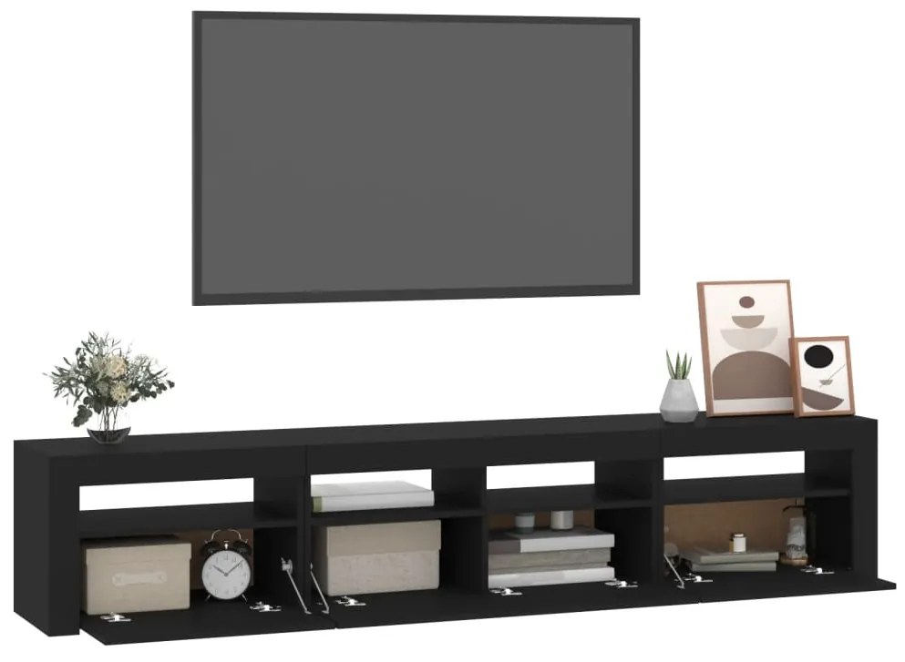 vidaXL Έπιπλο Τηλεόρασης με LED Μαύρο 210x35x40 εκ.