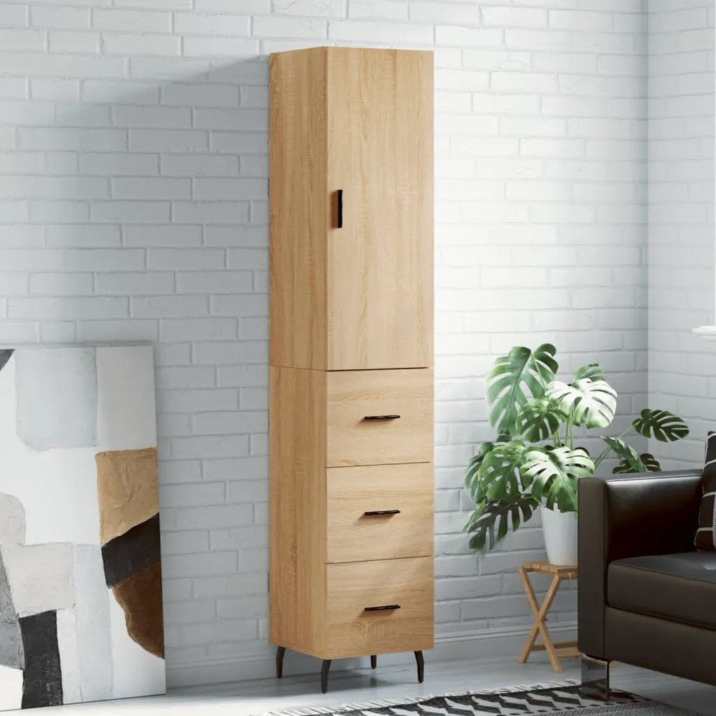 vidaXL Μπουφές Sonoma δρυς 34,5 x 34 x 180 εκ. από Επεξεργασμένο Ξύλο