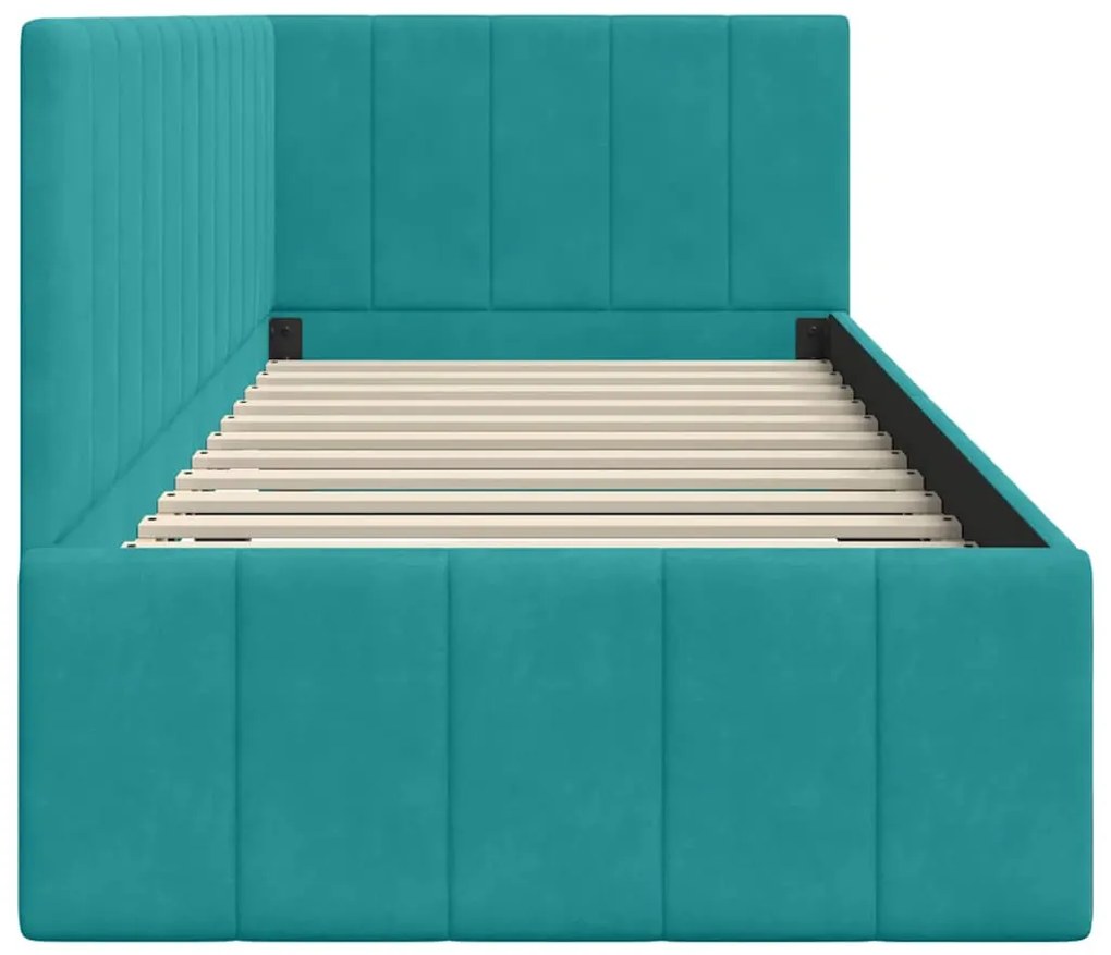 vidaXL Κρεβάτι Γωνίας με κεφαλάρι Τιρκουάζ 80 εκ x 200 εκ Βελούδο