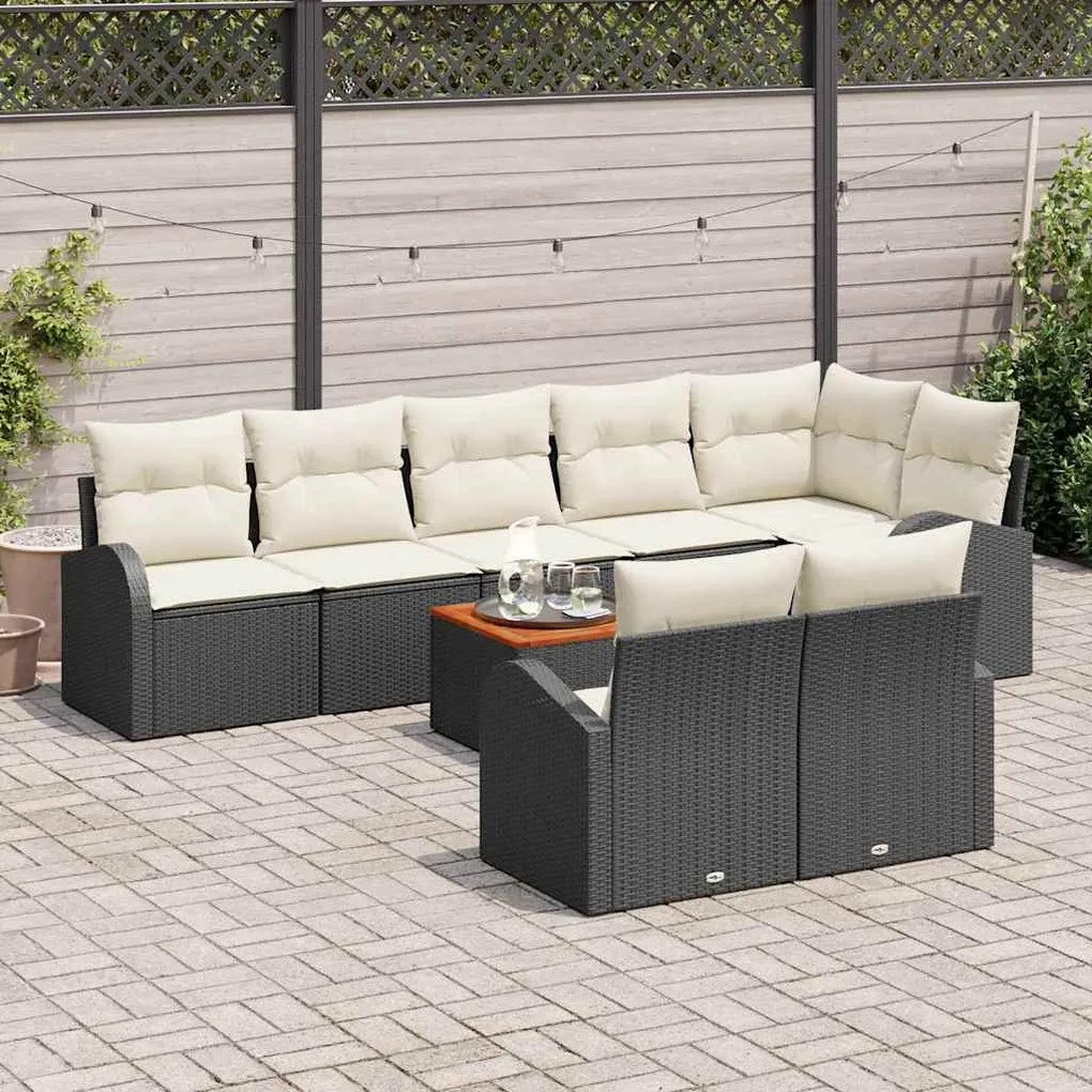 vidaXL Σετ Καναπέ Κήπου 9 pcs Μαύρο Πολυ ράταν