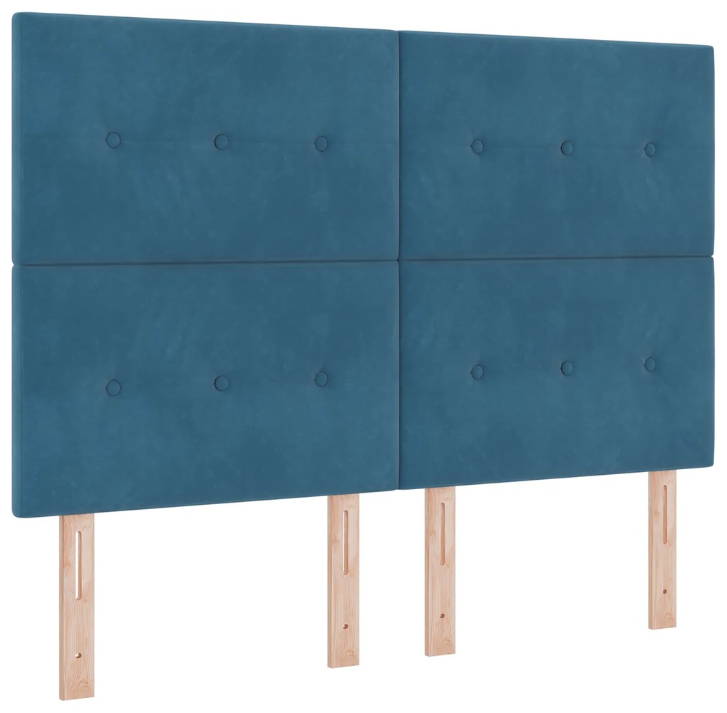vidaXL Κρεβάτι Box Spring με Στρώμα Σκούρο Μπλε 140x190 εκ. Βελούδο
