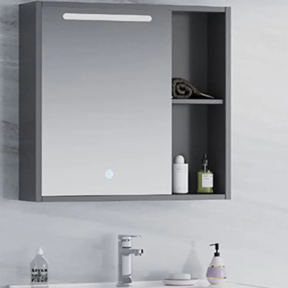 Καθρέφτης Isabel Led 3MISA060AN 60x64cm Anthracite Ξύλο,Γυαλί