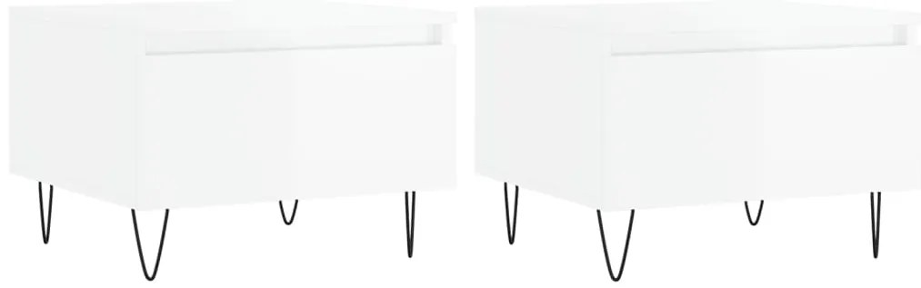vidaXL Τραπεζάκια Σαλονιού 2 τεμ. Γυαλ. Λευκό 50x46x35 εκ. Επεξ. Ξύλο