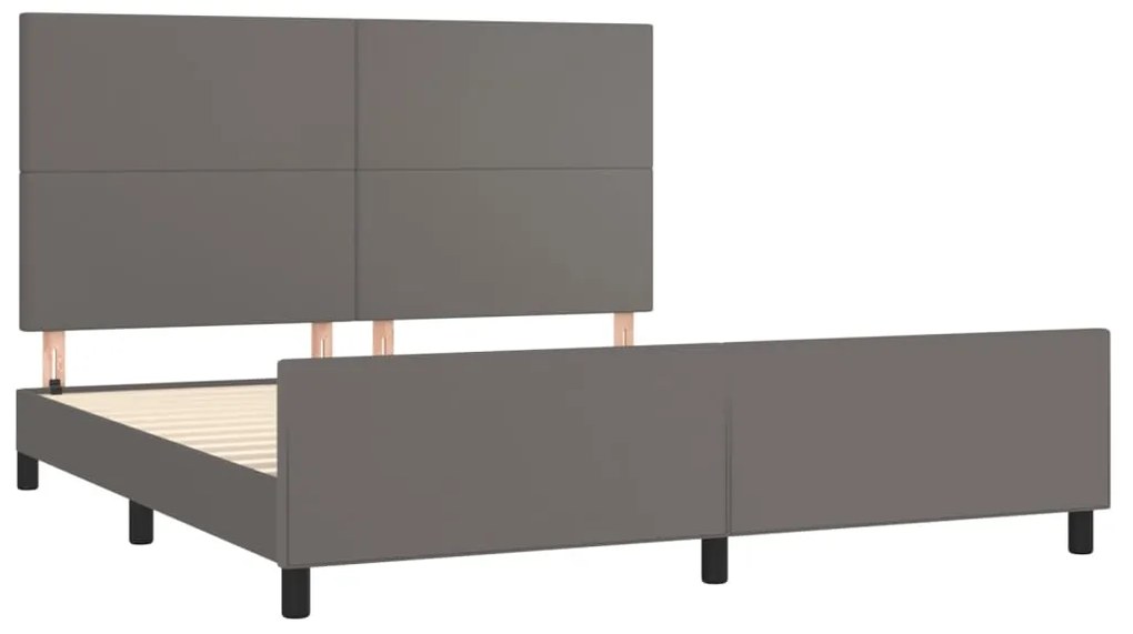 vidaXL Πλαίσιο Κρεβατιού με Κεφαλάρι Γκρι 180x200 εκ. Συνθετικό Δέρμα