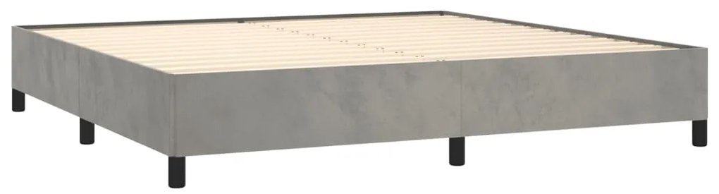 vidaXL Κρεβάτι Boxspring με Στρώμα Ανοιχτό Γκρι 200x200 εκ. Βελούδινο