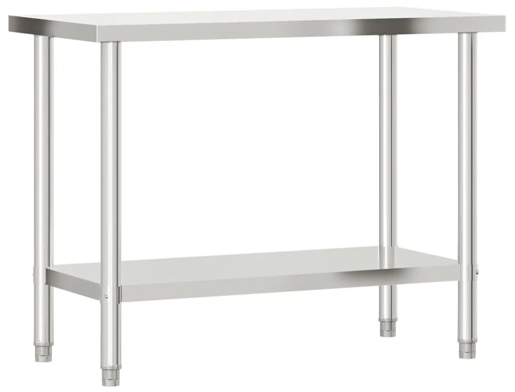 vidaXL Πάγκος Εργασίας Κουζίνας με Ράφι 110x55x120 εκ. Ανοξείδ. Ατσάλι