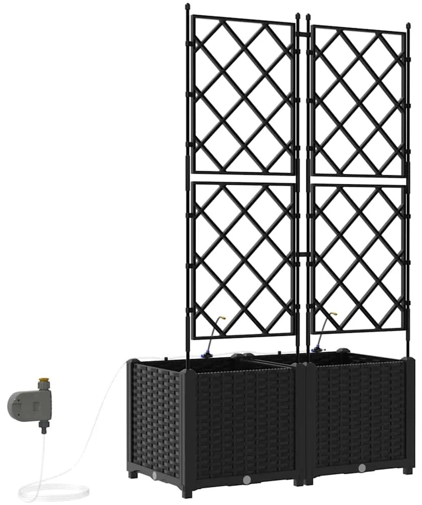vidaXL Ζαρντινιέρες κήπου Μαύρο 80 x 40 x 142 cm Ατσάλι