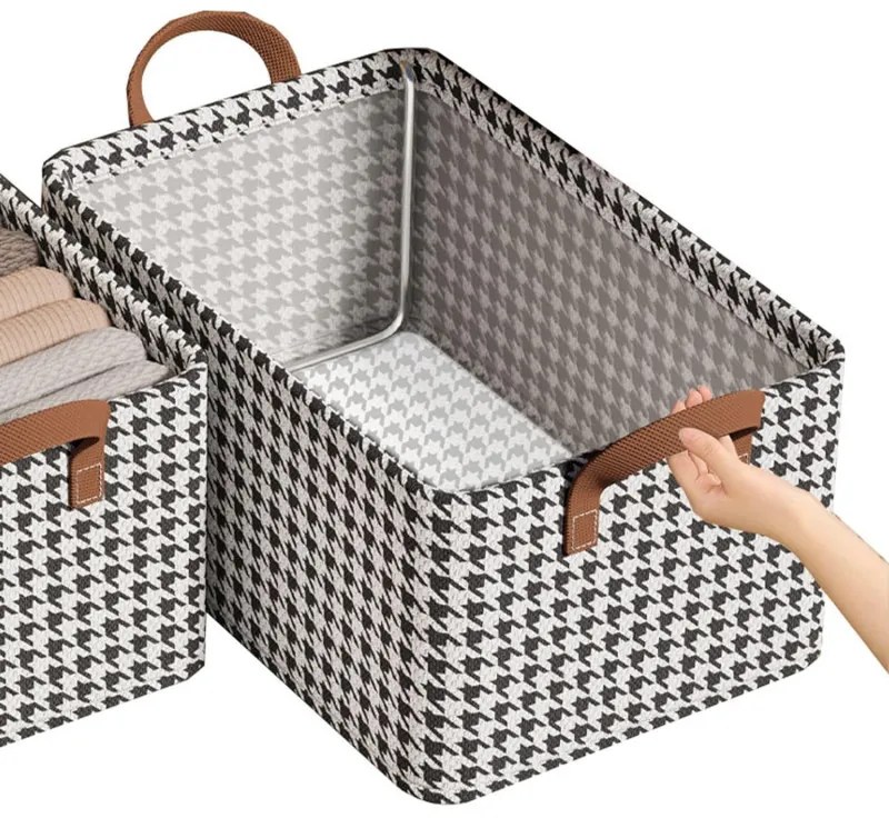 Καλάθι αποθήκευσης CADDY 2514, 47x28x20 cm, Πτυσσόμενο, Μαύρο/Λευκό