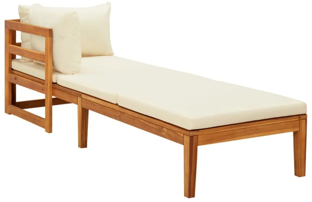 vidaXL Ξαπλώστρες 2 τεμ. από Μασίφ Ξύλο Ακακίας & Λευκά Κρεμ Μαξιλάρια