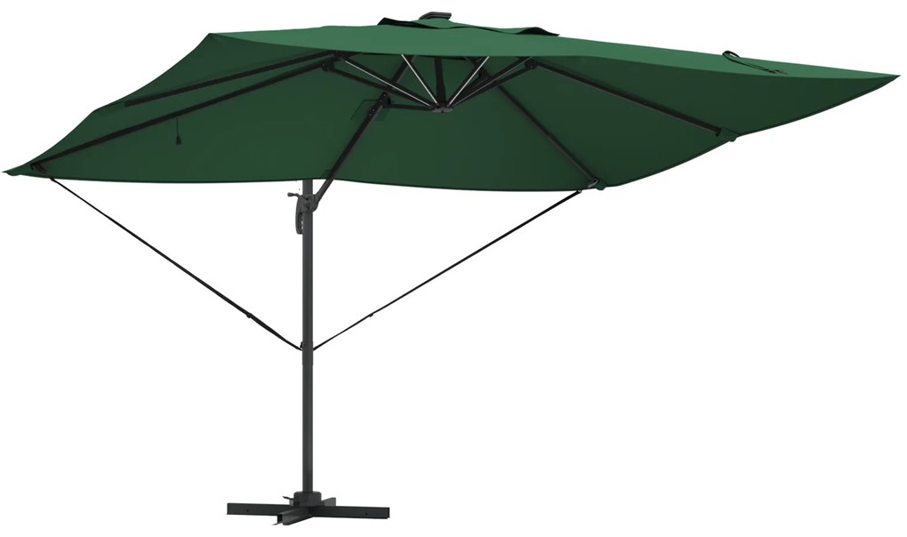 vidaXL Ομπρέλα Ρώμης με LEDs Πράσινη 352x251x265 cm Αλουμίνιο