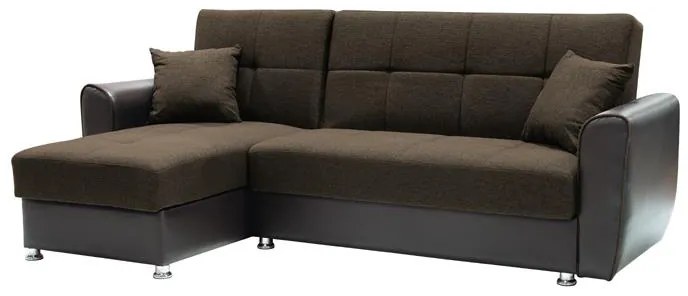 Γωνιακός Καναπές Vera Fylliana Καφέ Ύφασμα με Τεχνόδερμα 240x146x85 εκ. 240x146x85 εκ.