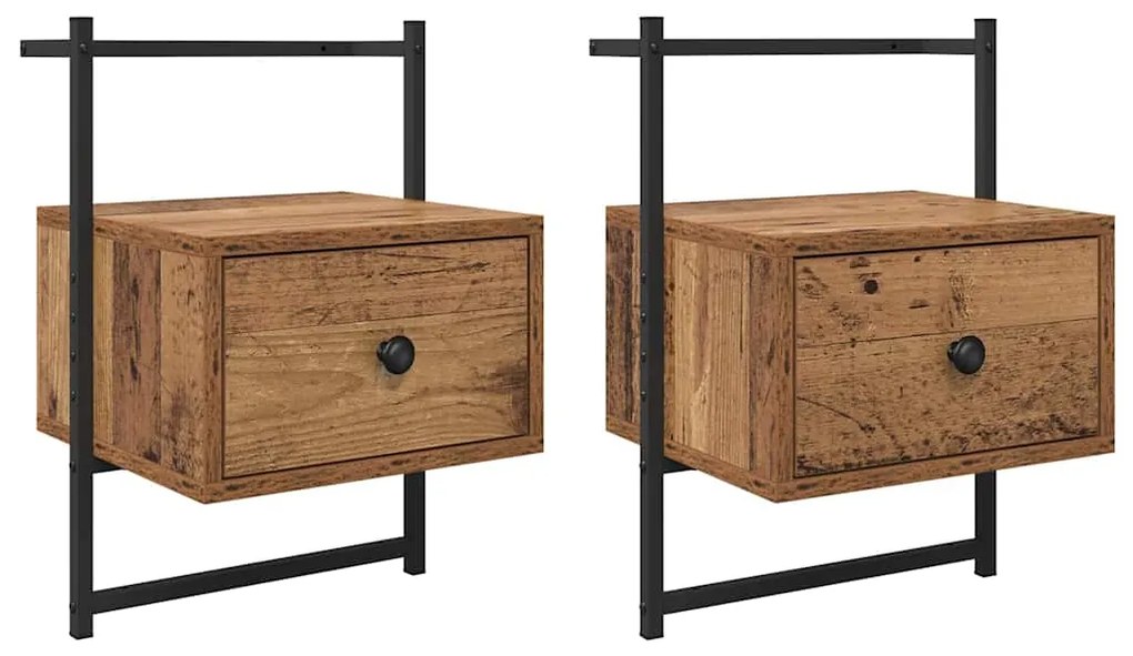 vidaXL Κομοδίνο 2 pcs Παλιό ξύλο 35 x 30 x 51 εκ. Επεξεργασμένο ξύλο