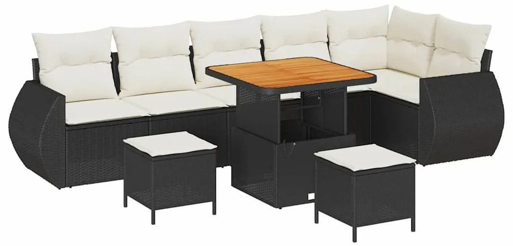vidaXL Σετ Καναπέ Κήπου 9 pcs Μαύρο συνθετικό ρατάν