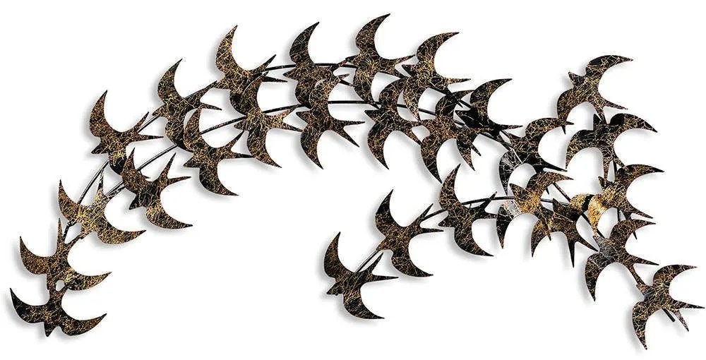Διακοσμητικό Τοίχου Kirlangic 930DYU1247 75x136cm Black-Gold Wallity Μέταλλο