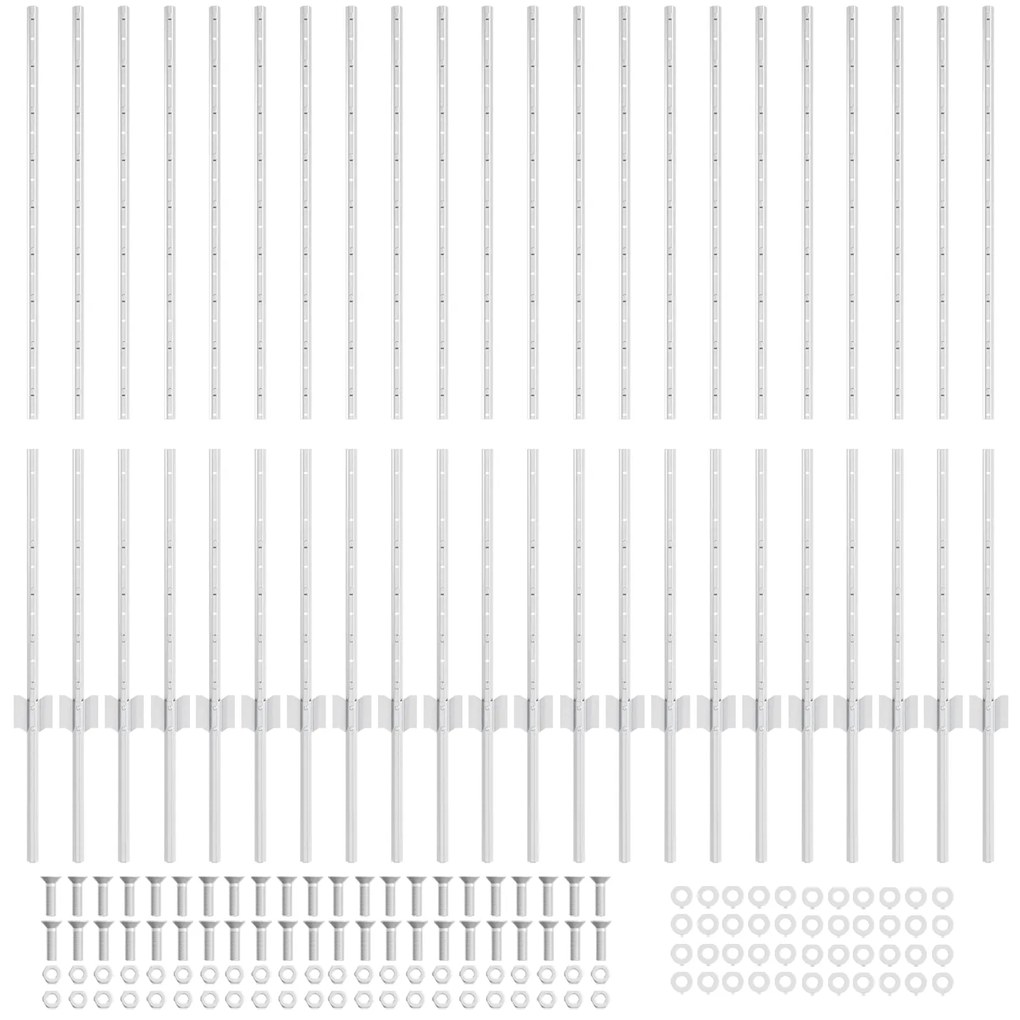 vidaXL Πό posts φράχτη 44 pcs Ασημί 50 x 1.2 μ Επικαλυμμένος Χάλυβας