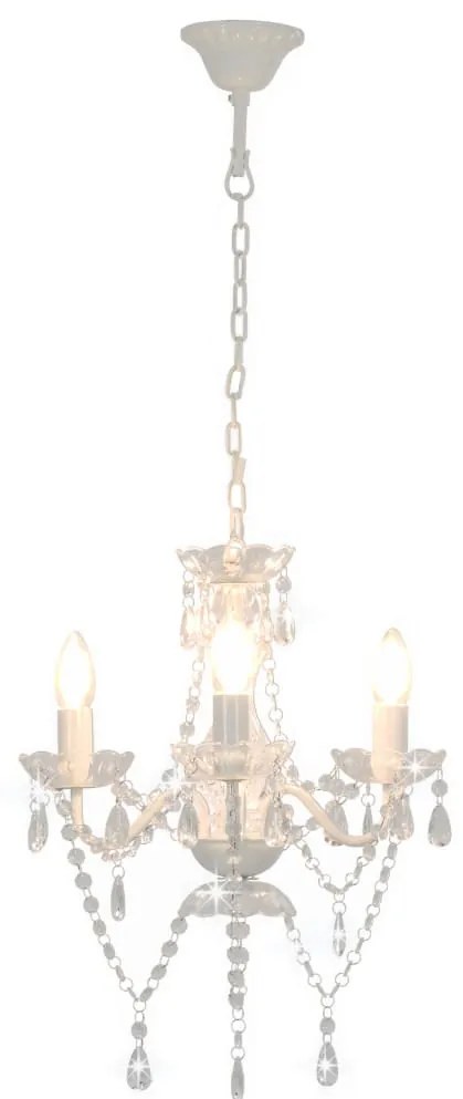 vidaXL Πολυέλαιος με Χάντρες Στρογγυλός Λευκός με 3 Ντουί Ε14