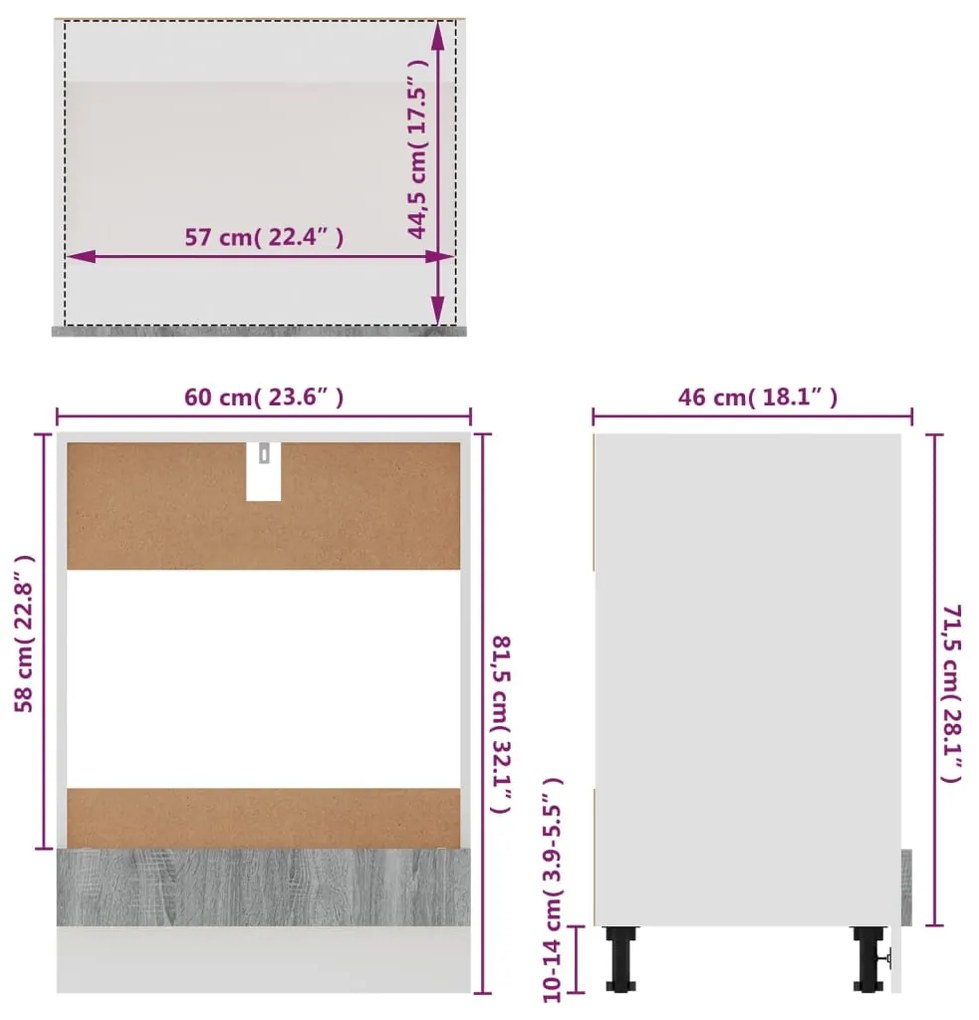 ΝΤΟΥΛΑΠΙ ΦΟΥΡΝΟΥ ΓΚΡΙ SONOMA 60X46X81,5 ΕΚ. ΕΠΕΞΕΡΓΑΣΜΕΝΟ ΞΥΛΟ 825835