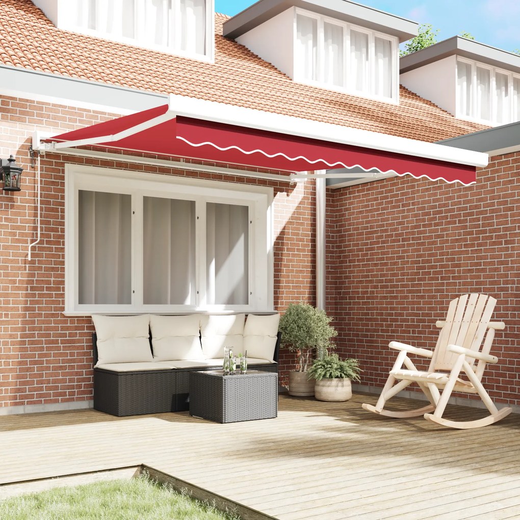 vidaXL Αυτόματη Τέντα Ανασυρόμενη Κόκκινη 350x250 cm
