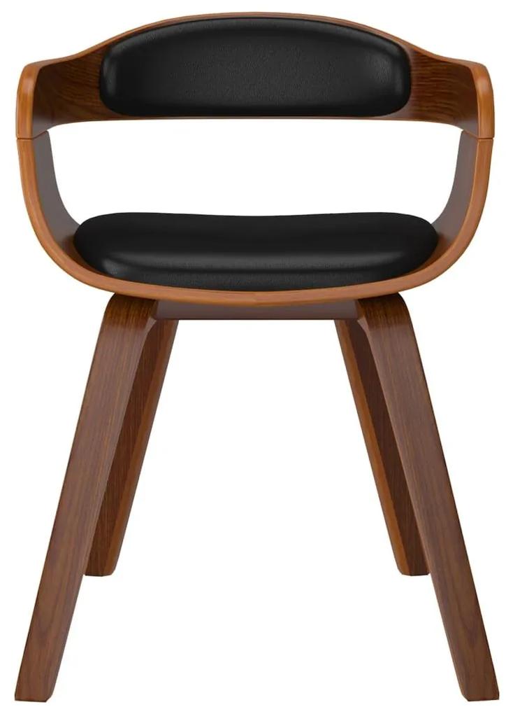 Καρέκλα Τραπεζαρίας Μαύρη από Λυγισμένο Ξύλο &amp; Συνθετικό Δέρμα - Μαύρο