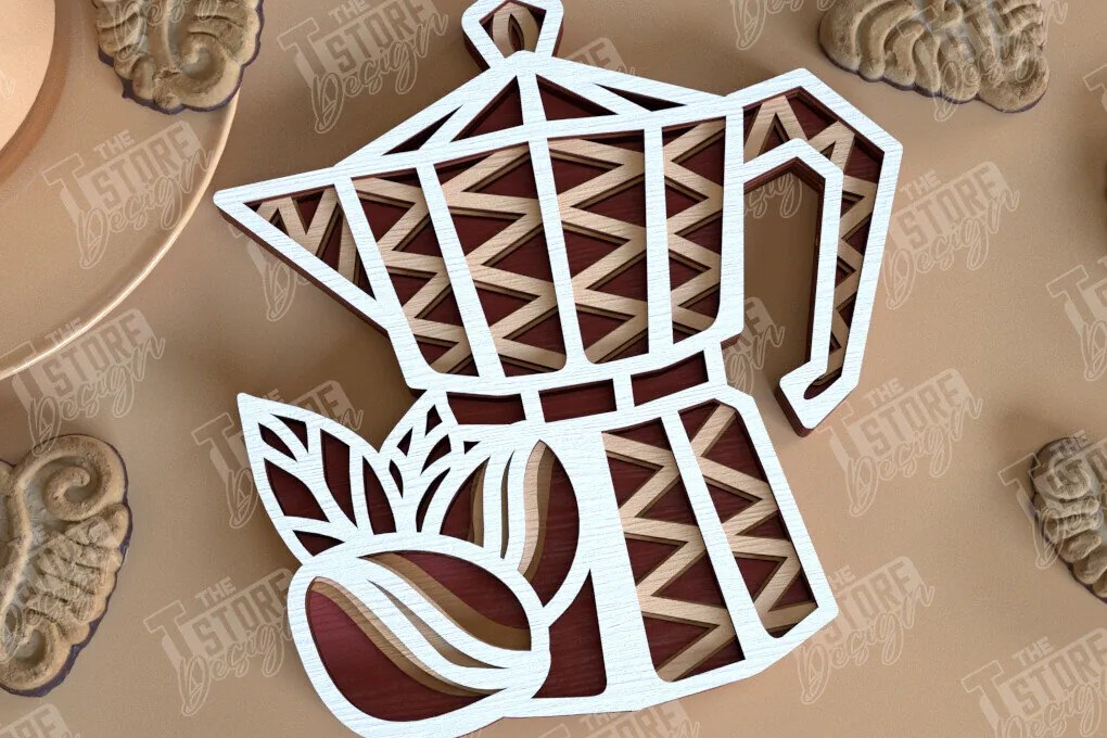 Σετ των 2 Intra απο ξύλο plywood 3mm-4mm πάχος - Καφέ Mandala | Πρότυπο 3D |  CNC Δίασταση 30x30 cm INTRAFABR-100852116