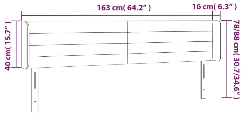 vidaXL Κεφαλάρι Κρεβατιού LED Μαύρο 163x16x78/88 εκ. Βελούδινο