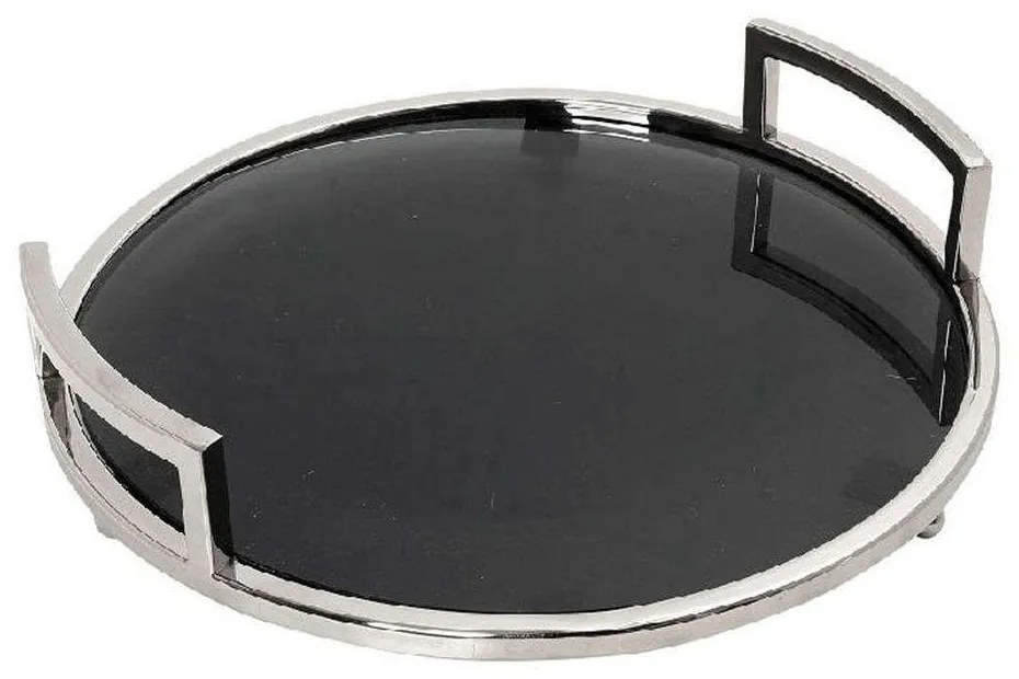 Δίσκος Διακοσμητικός GET308 46x46x8cm Black-Silver Espiel Μέταλλο,Γυαλί