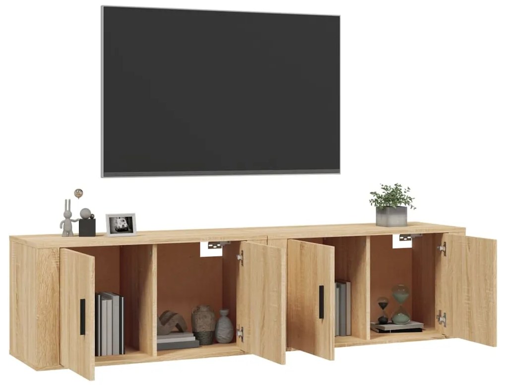 vidaXL Έπιπλα Τηλεόρασης Επιτοίχια 2 τεμ. Sonoma Δρυς 80x34,5x40 εκ