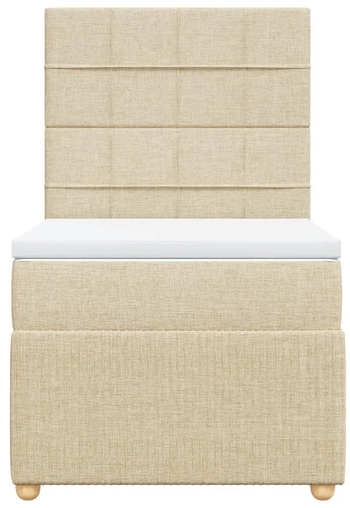 vidaXL Κρεβάτι Boxspring με Στρώμα Κρεμ 90x200 εκ.Υφασμάτινο