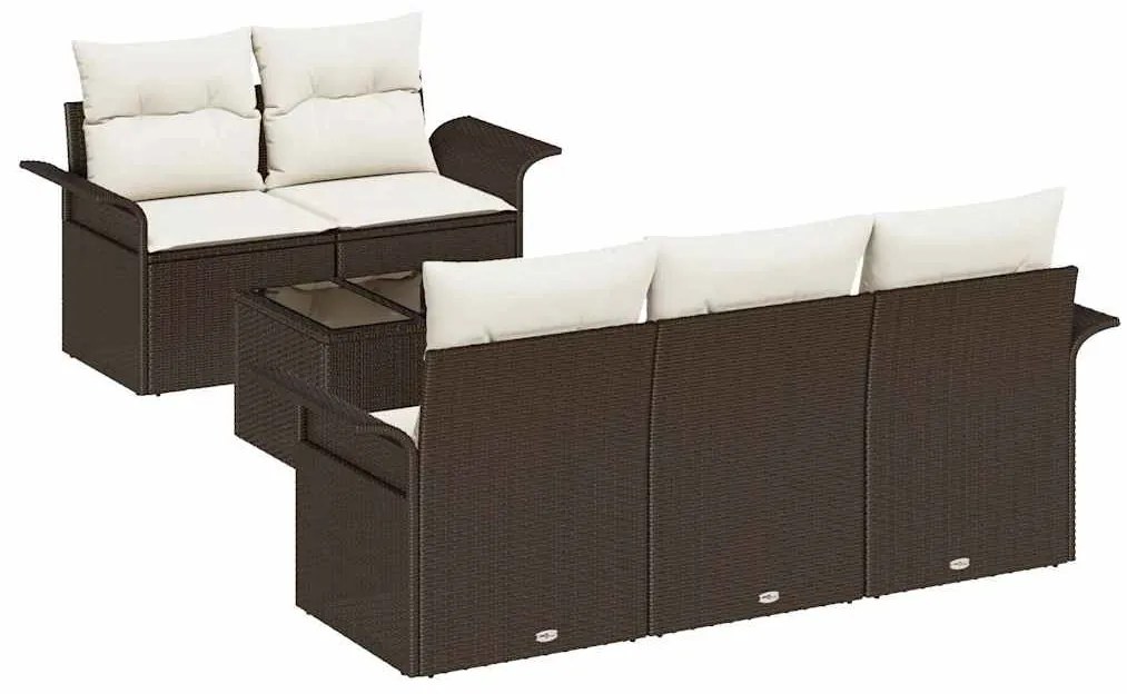 vidaXL Σετ Καναπέ Κήπου 6 pcs Καφέ Πολυ ράταν