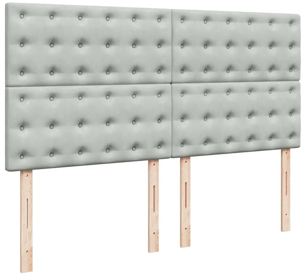 vidaXL Κρεβάτι Boxspring με Στρώμα Ανοιχτό Γκρι 180x200 εκ. Βελούδινο