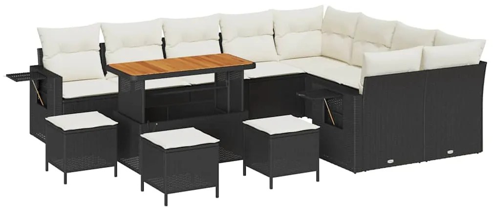 vidaXL Σετ Καναπέ Κήπου 13 pcs Μαύρο συνθετικό ρατάν