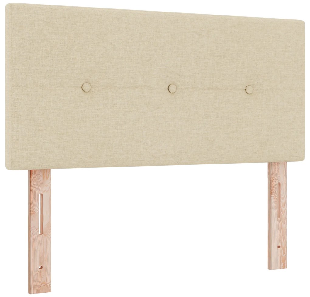 vidaXL Box Spring Bed με Στρώμα Κρεμ 90x200 εκ. Ύφασμα