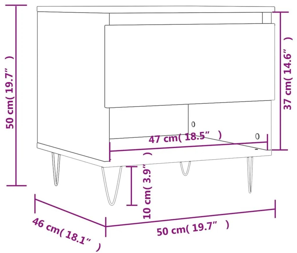 Τραπεζάκια Σαλονιού 2 τεμ Γκρι Σκυροδ. 50x46x50 εκ. Επεξ. Ξύλο - Γκρι