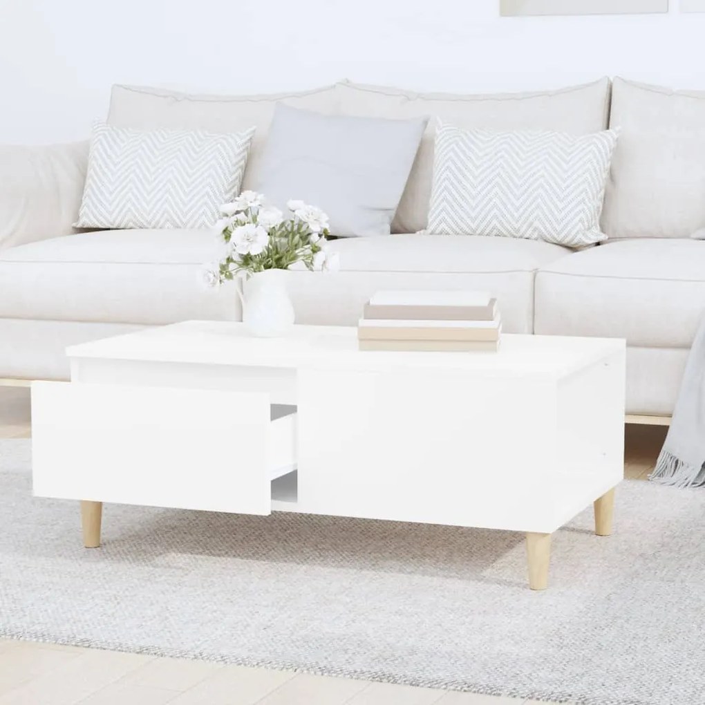 vidaXL Τραπεζάκι Σαλονιού Λευκό 90 x 50 x 36,5 εκ. Επεξεργασμένο Ξύλο