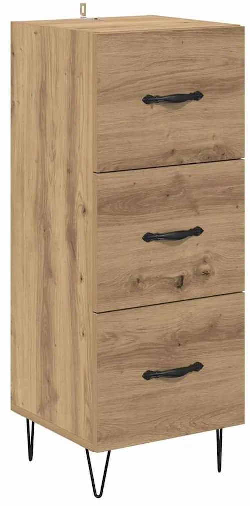 vidaXL Πλαϊνό γραφείο με συρτάρι artisan δρυς 34 x 34.5 x 90 εκ