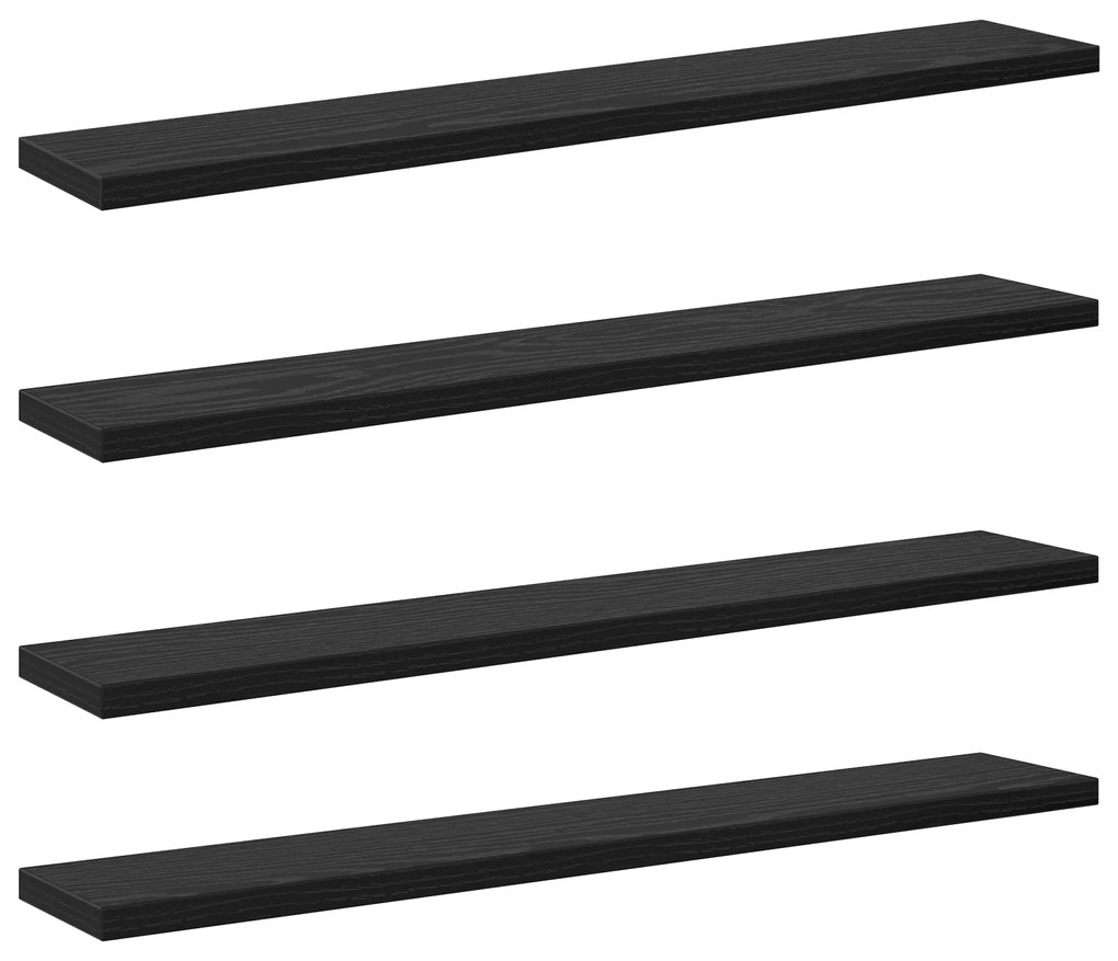 vidaXL Ράφια Βιβλιοθήκης - Σετ 4 Μαύρου Δρυός, 60x10x1.5 εκ - Ξύλινα