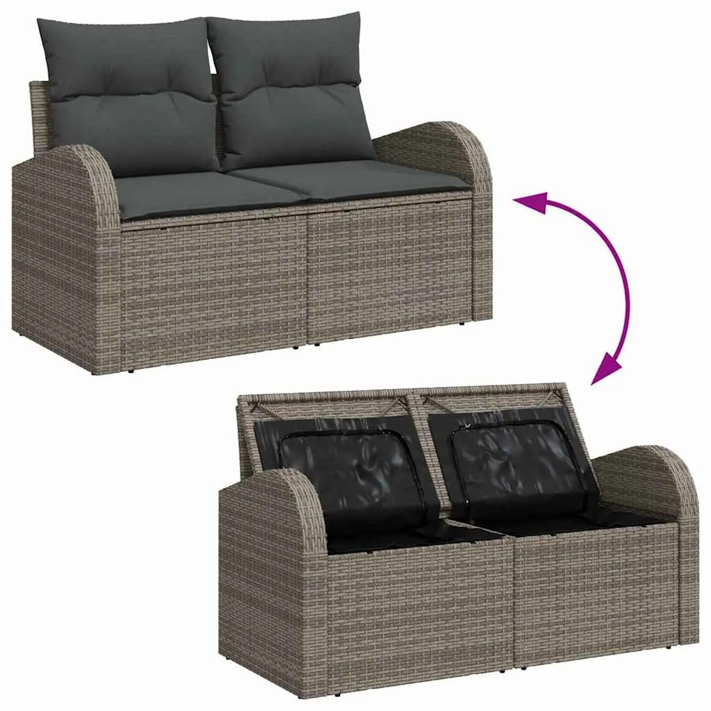 vidaXL Σετ Καναπέ Κήπου με μαξιλάρι 8 pcs Γκρι 55 x 55 x 37 εκ