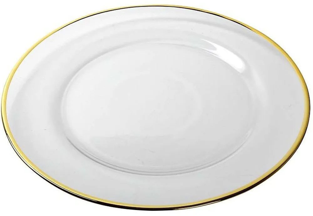 Πιάτο Ρηχό SUP106K4 Φ33x1,8cm Clear-Gold Espiel Glass