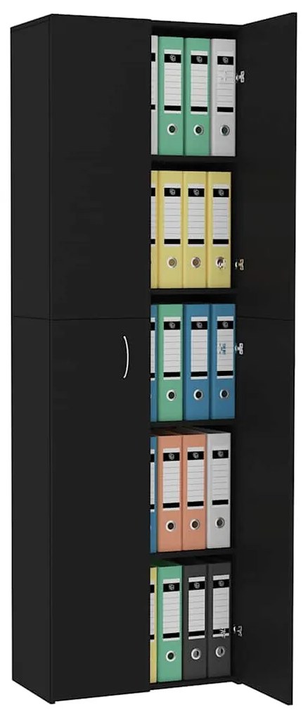 vidaXL Ντουλάπα Γραφείου Μαύρη 60 x 32 x 190 εκ. από Επεξ. Ξύλο