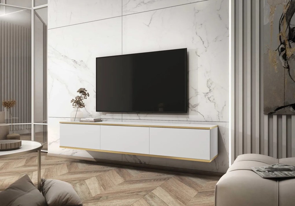 Κρεμαστό έπιπλο τηλεόρασης ORO λευκό 175x30x32cm