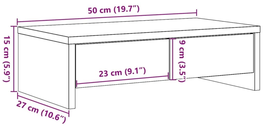 Βάση Οθόνης με Συρτάρια Μαύρο 50x27x15 εκ. Επεξεργασμένο Ξύλο - Μαύρο