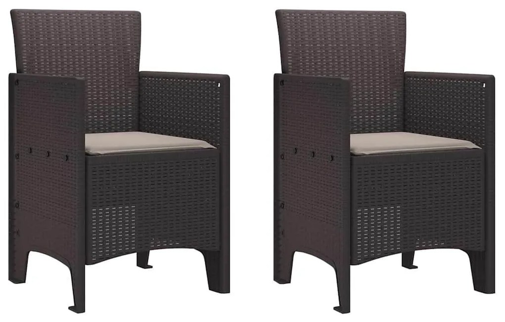 vidaXL Καρέκλα Κήπου 2 pcs Καφέ 53 x 49 x 85 εκ. PP