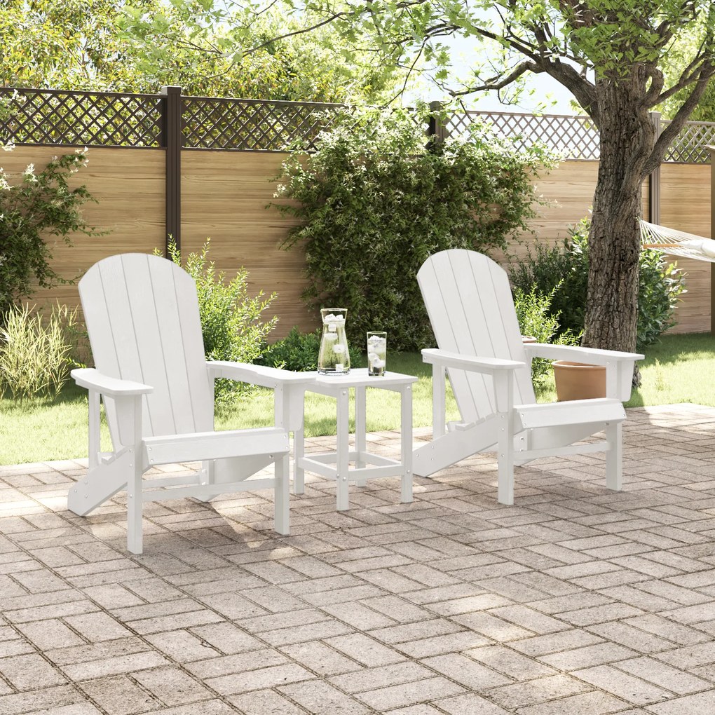 vidaXL Adirondack Καρέκλες 2 τεμαχίων Λευκό 74x82x90 εκ HDPE