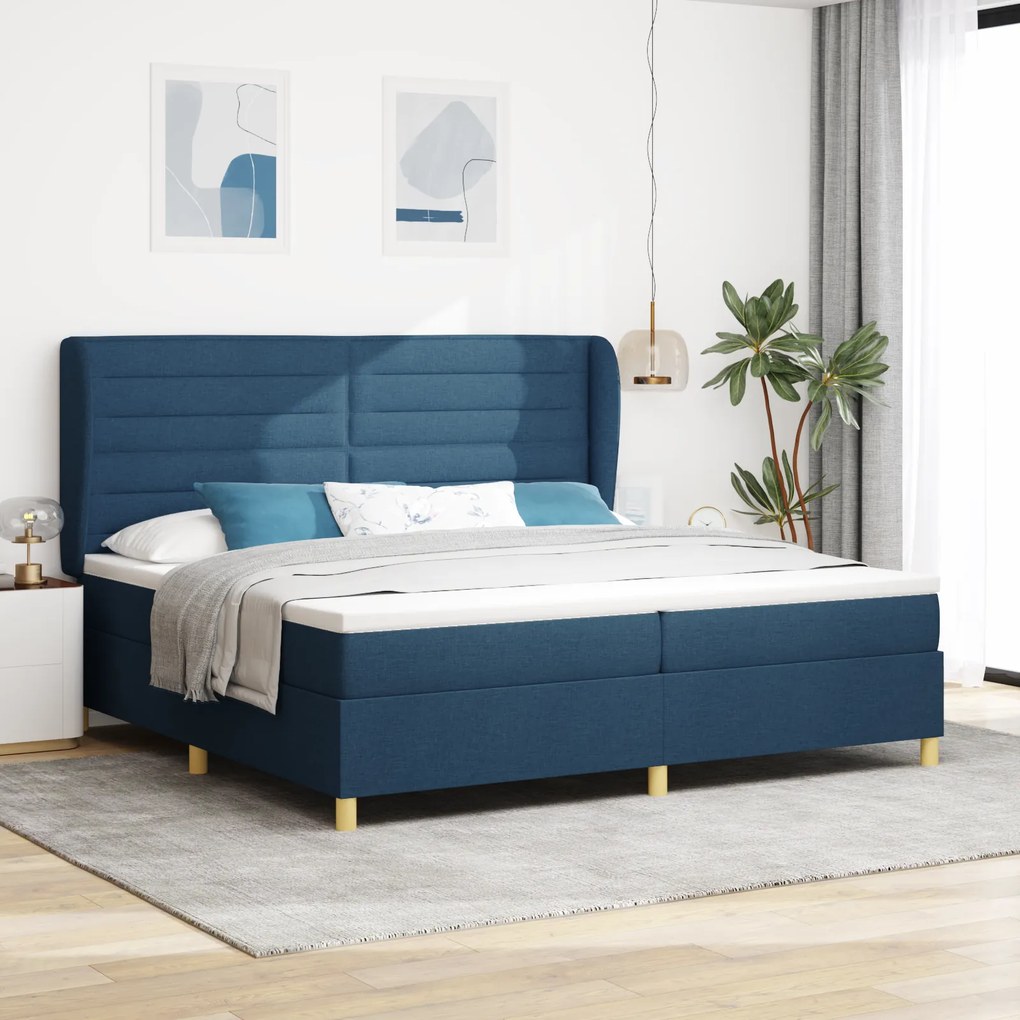 vidaXL Κρεβάτι με στρώμα μπλε 200x200 cm ύφασμα