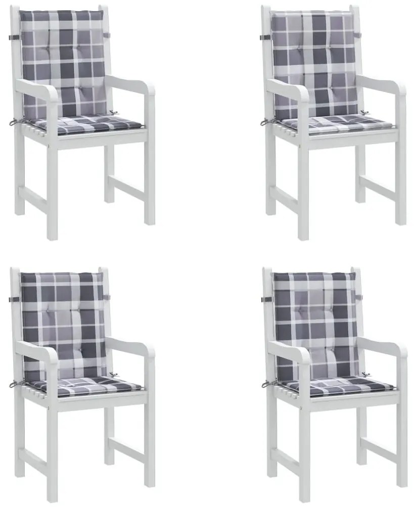 Μαξιλάρια Καρέκλας Κήπου Πλάτη 4τεμ Γκρι Καρό 100x50x3εκ Oxford - Πολύχρωμο