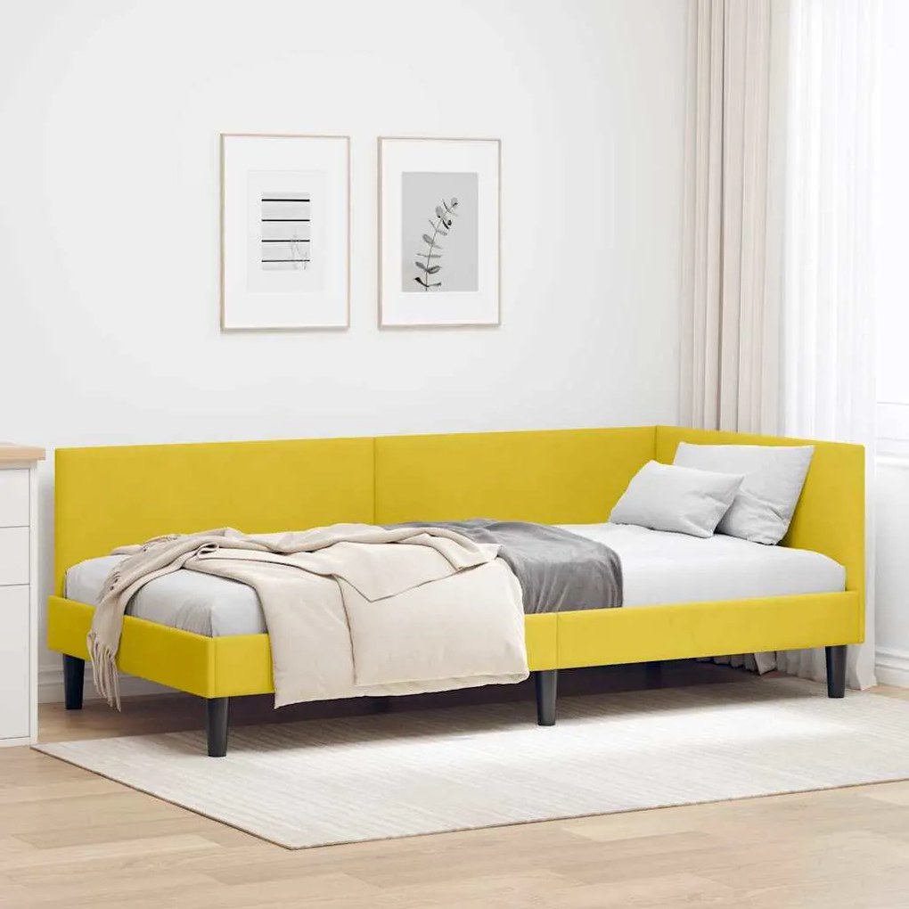 vidaXL Κρεβάτι Γωνίας Άλλο με κεφαλάρι Κίτρινο 90 x 200 cm