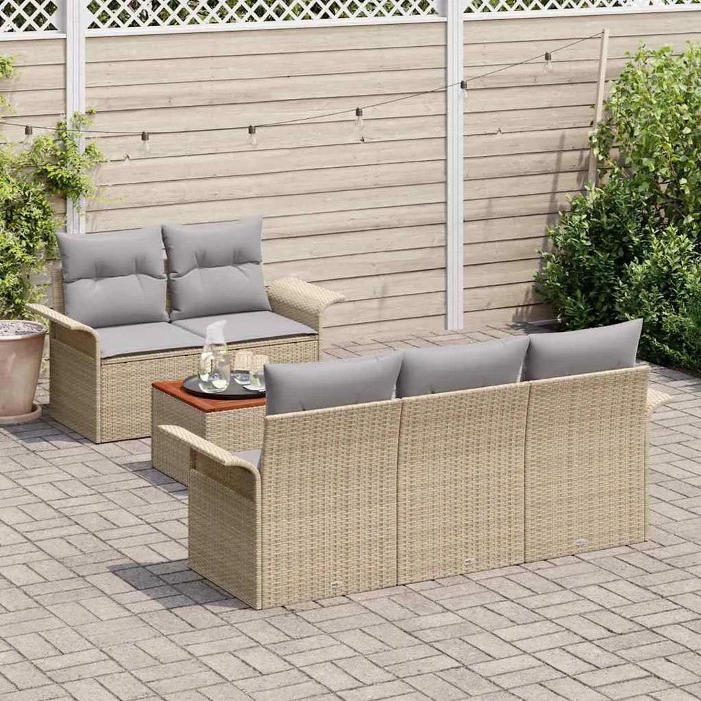 vidaXL Σετ Καναπέ Κήπου 6 pcs Μπεζ, Ανοιχτό Γκρι 55 x 55 x 37 εκ